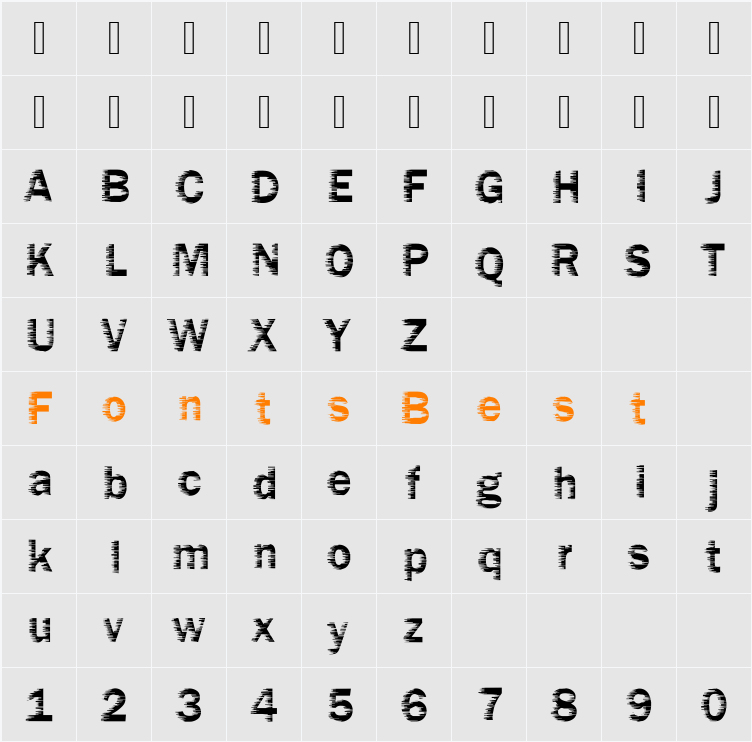 DTCFunkyM01 Character Map