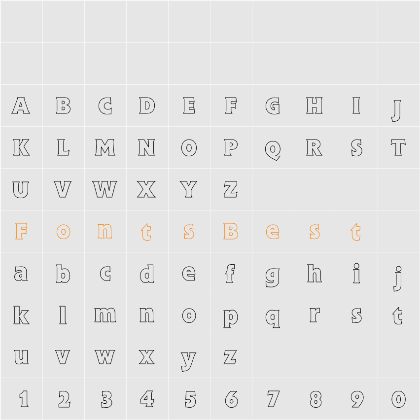Flick Bold Hollow Character Map