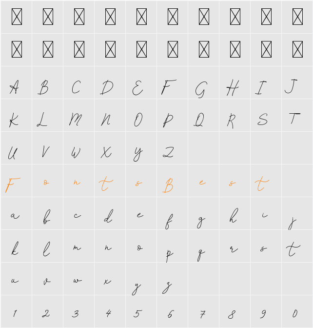 Brownis Character Map