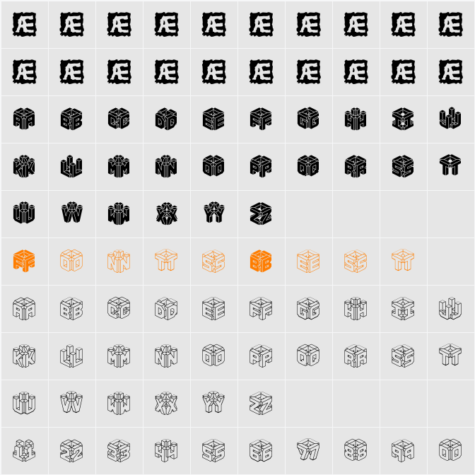 3D LET (BRK) Character Map