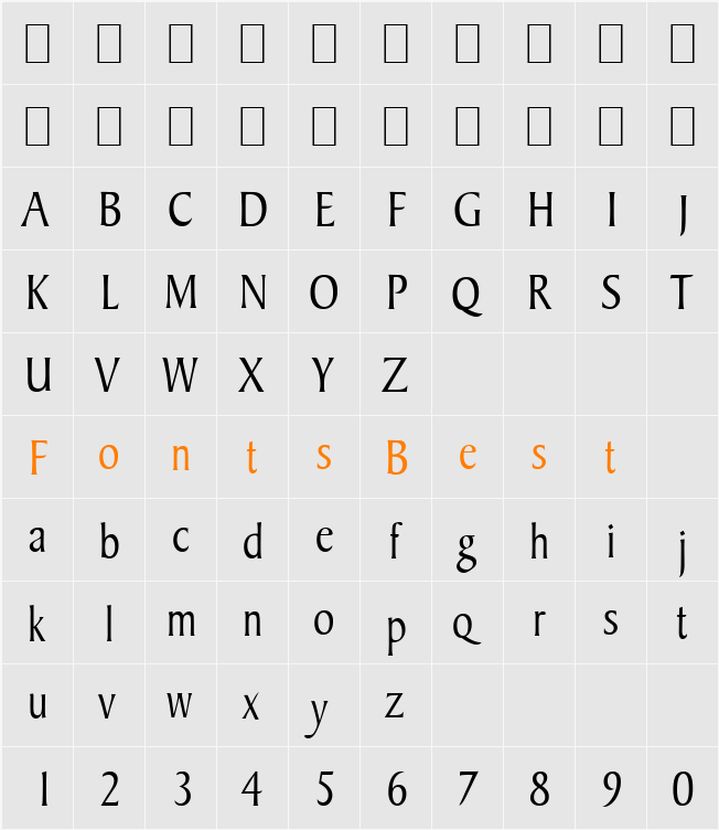 Barrett-Condensed Character Map
