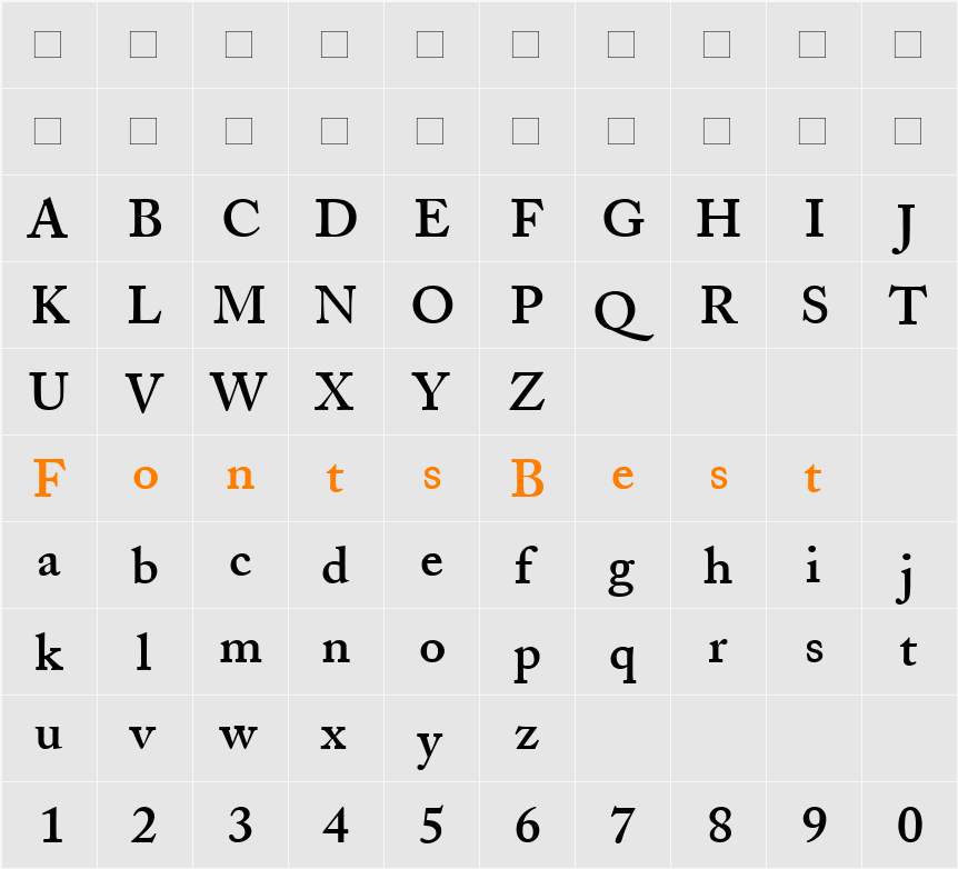 AdobeCaslon-SemiBold Character Map
