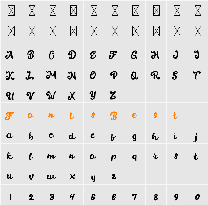 Bodyluck Character Map