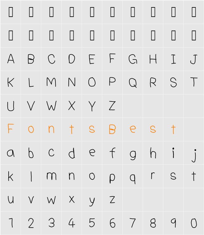 Adrian Font Character Map