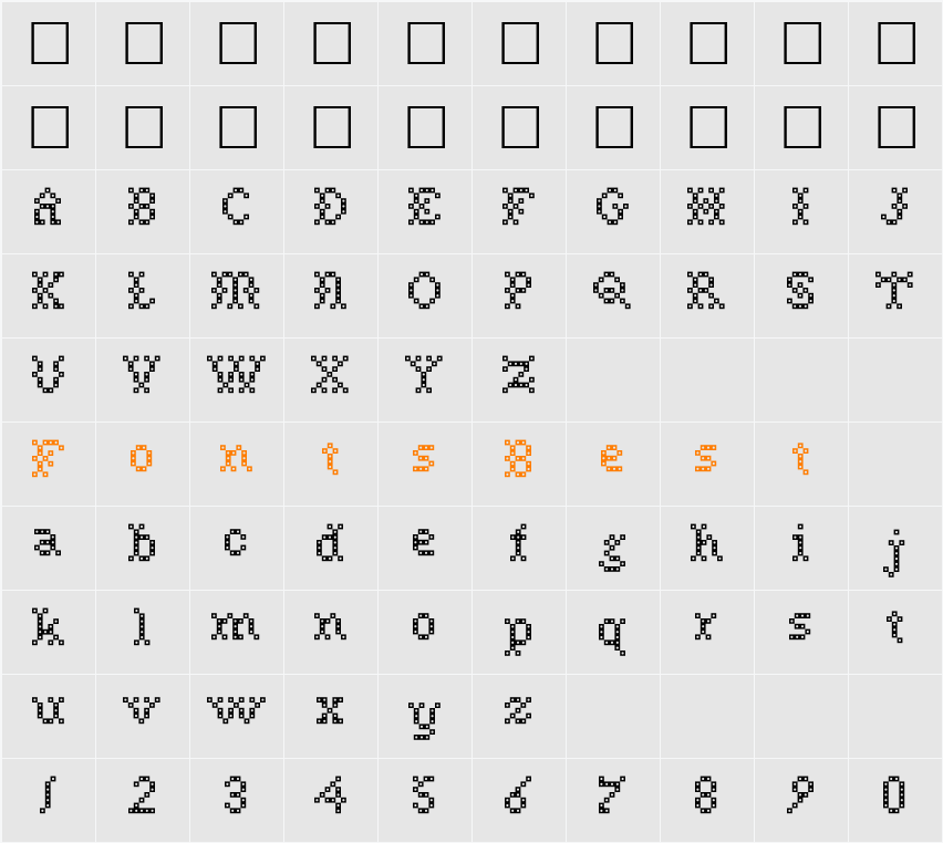 NeedlePointSew-Plain Character Map