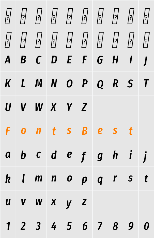 Fira Sans Extra Condensed Medium Character Map