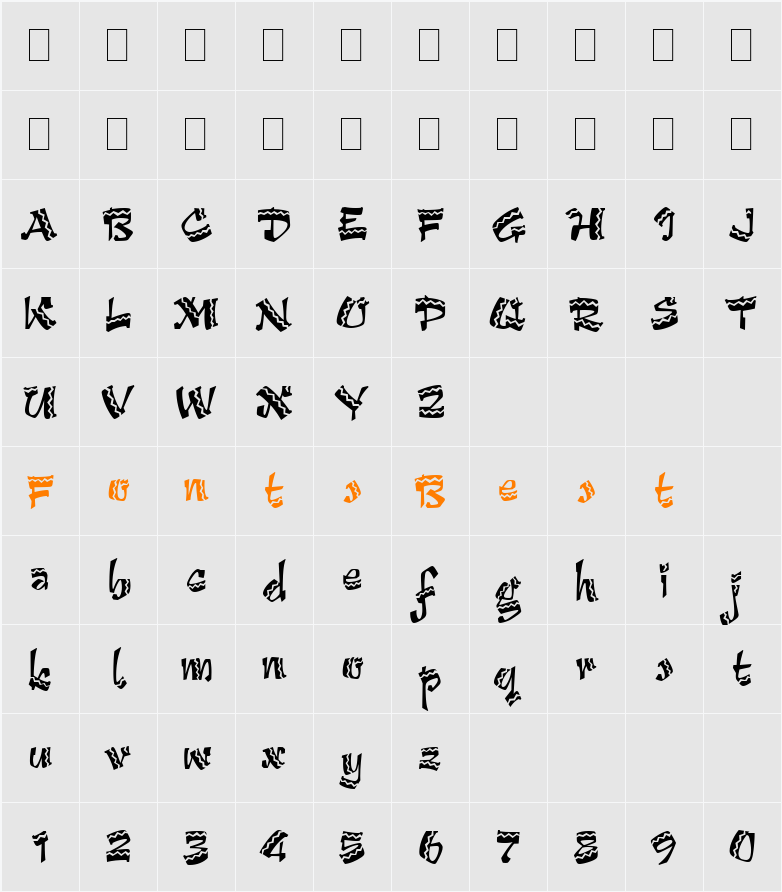 Arriba Arriba LET Character Map