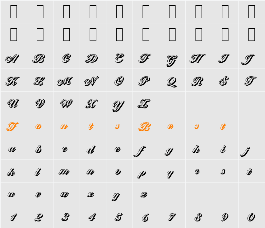 BallantinesShadow-Xbold Character Map
