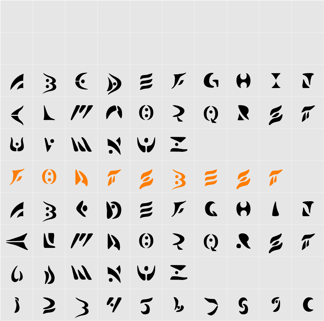Bullskrit NFI Character Map