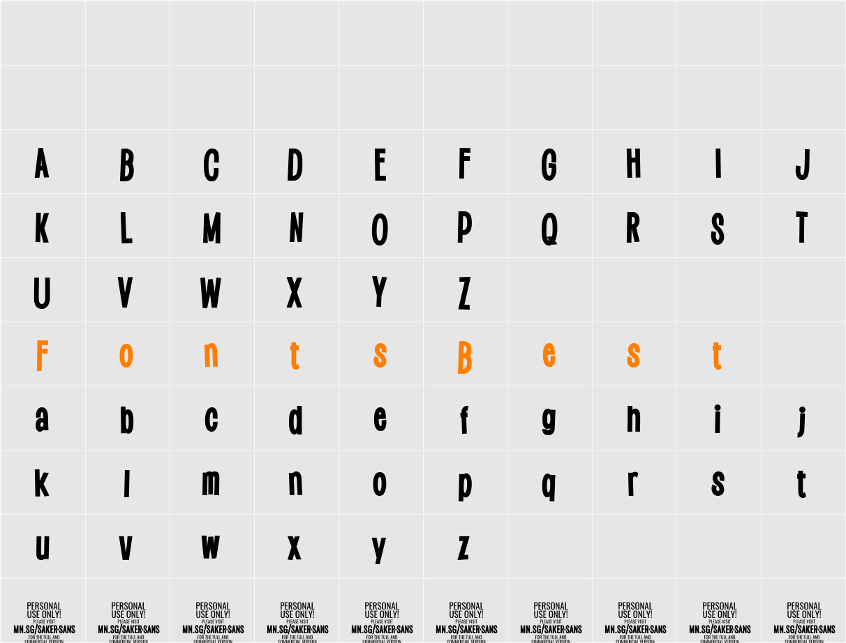 Saker Sans Black PERSONAL USE Character Map