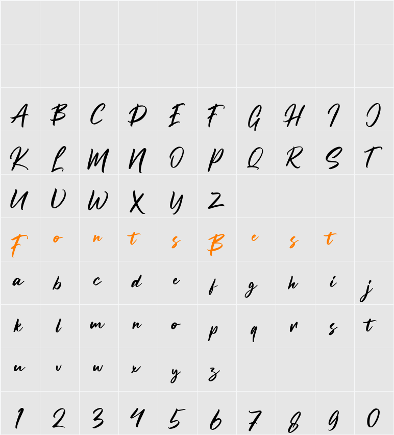 Brushter Character Map