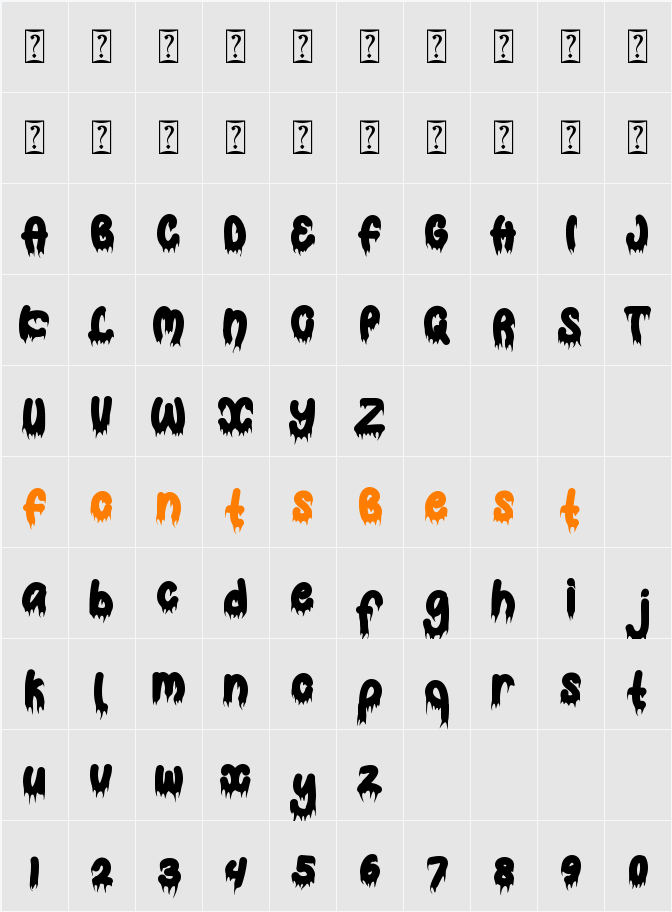 Bloody Spooky Character Map