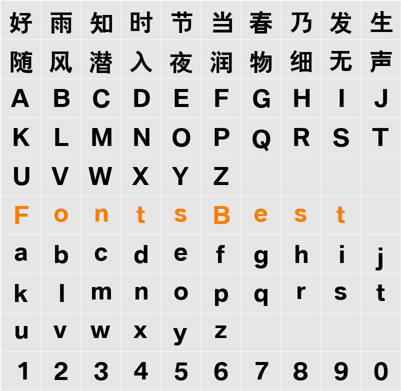 BMW Type Global Bold Character Map