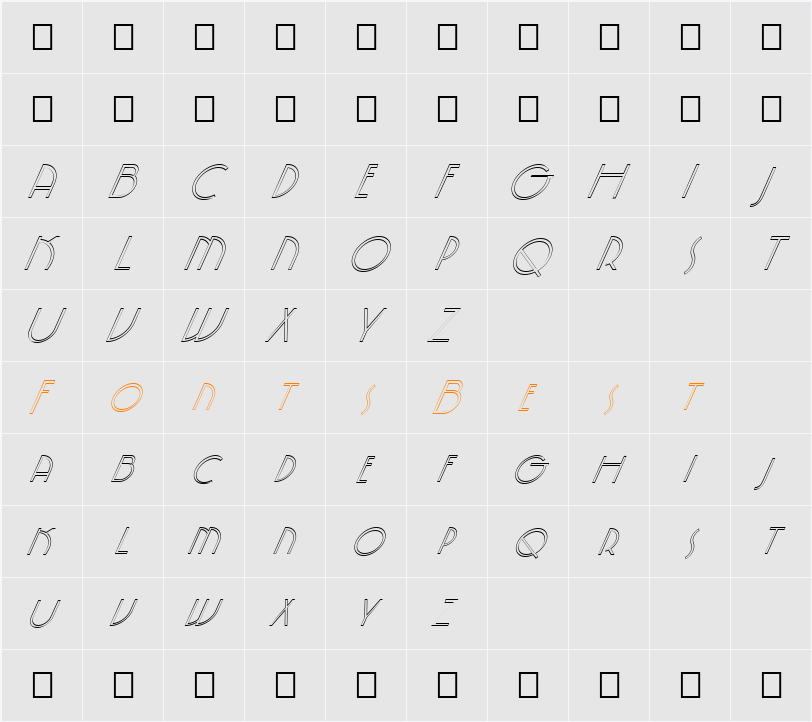 FZ JAZZY 5 HOLLOW ITALIC Character Map
