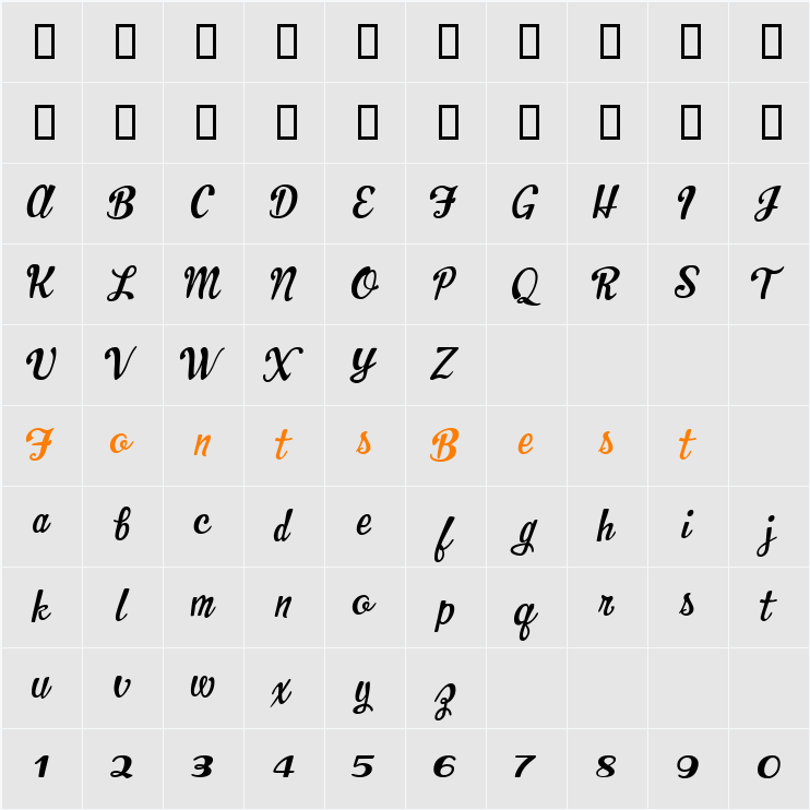 AL Delight Character Map