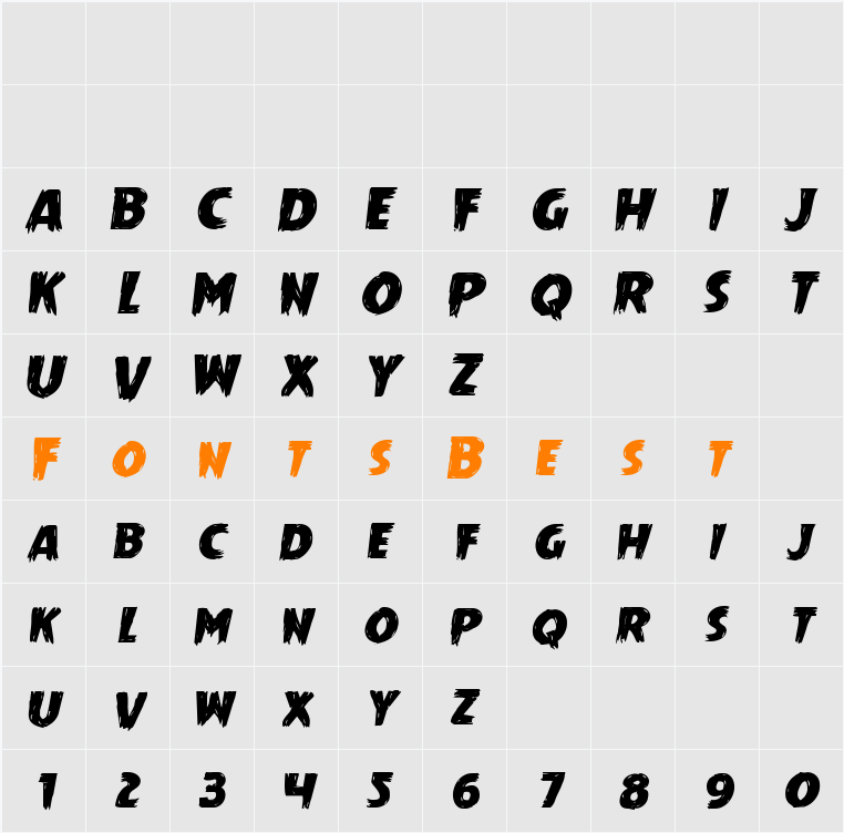 Mrs. Monster Expanded Italic Character Map