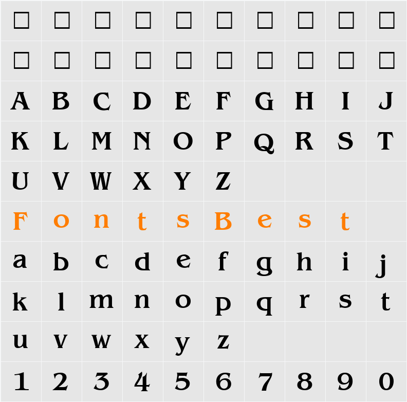 BenjaminSerifMedium Character Map