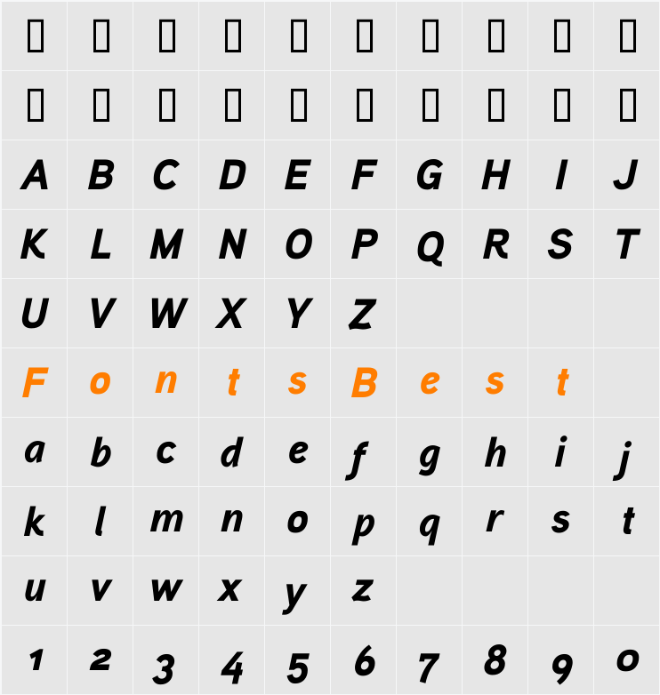 Aaux ProBlack Italic OSF Character Map