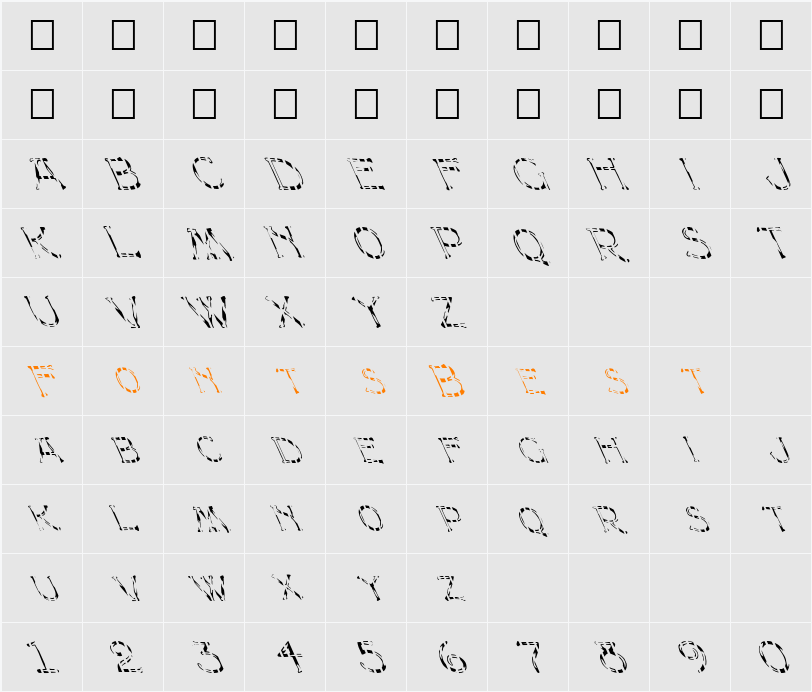 FZ UNIQUE 8 STRIPED LEFTY Character Map