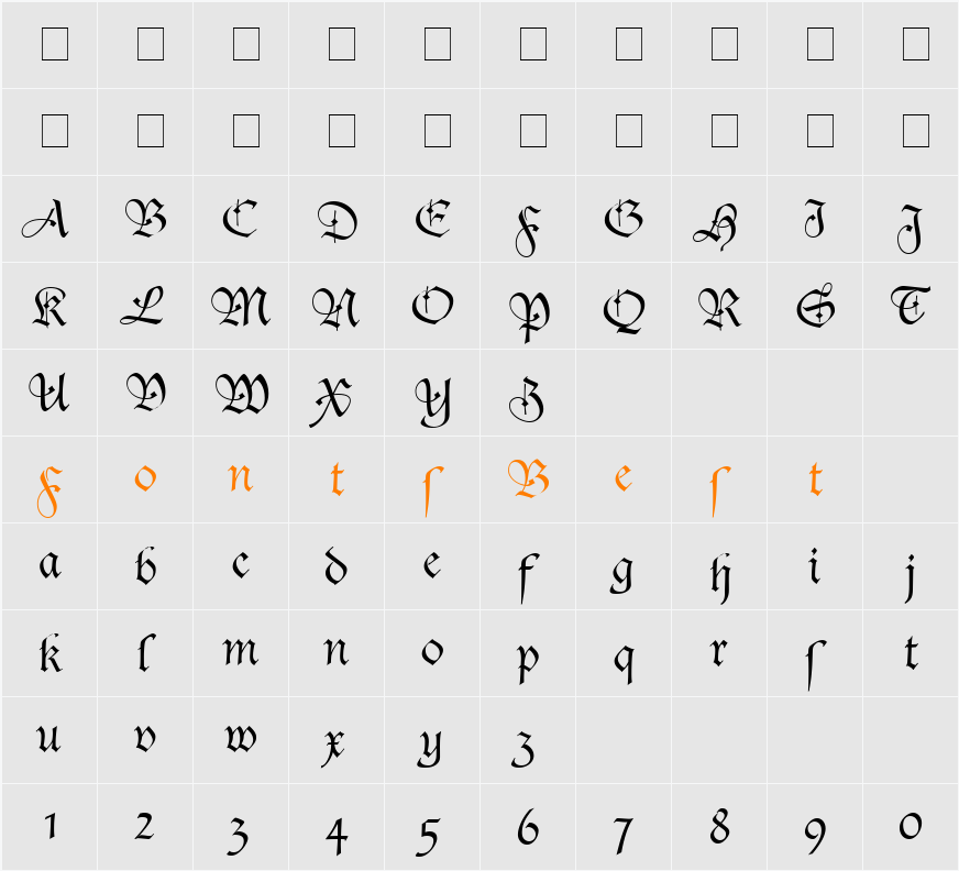 Casual Script SSi Character Map