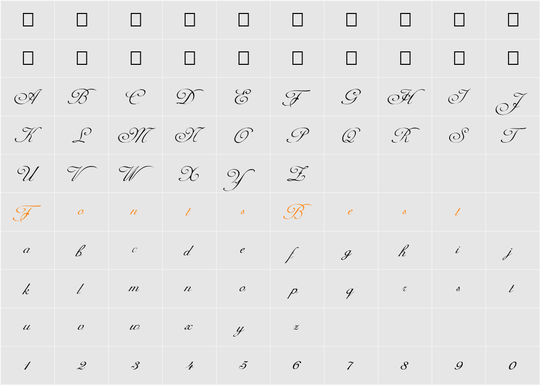FZ SCRIPT 1 Character Map