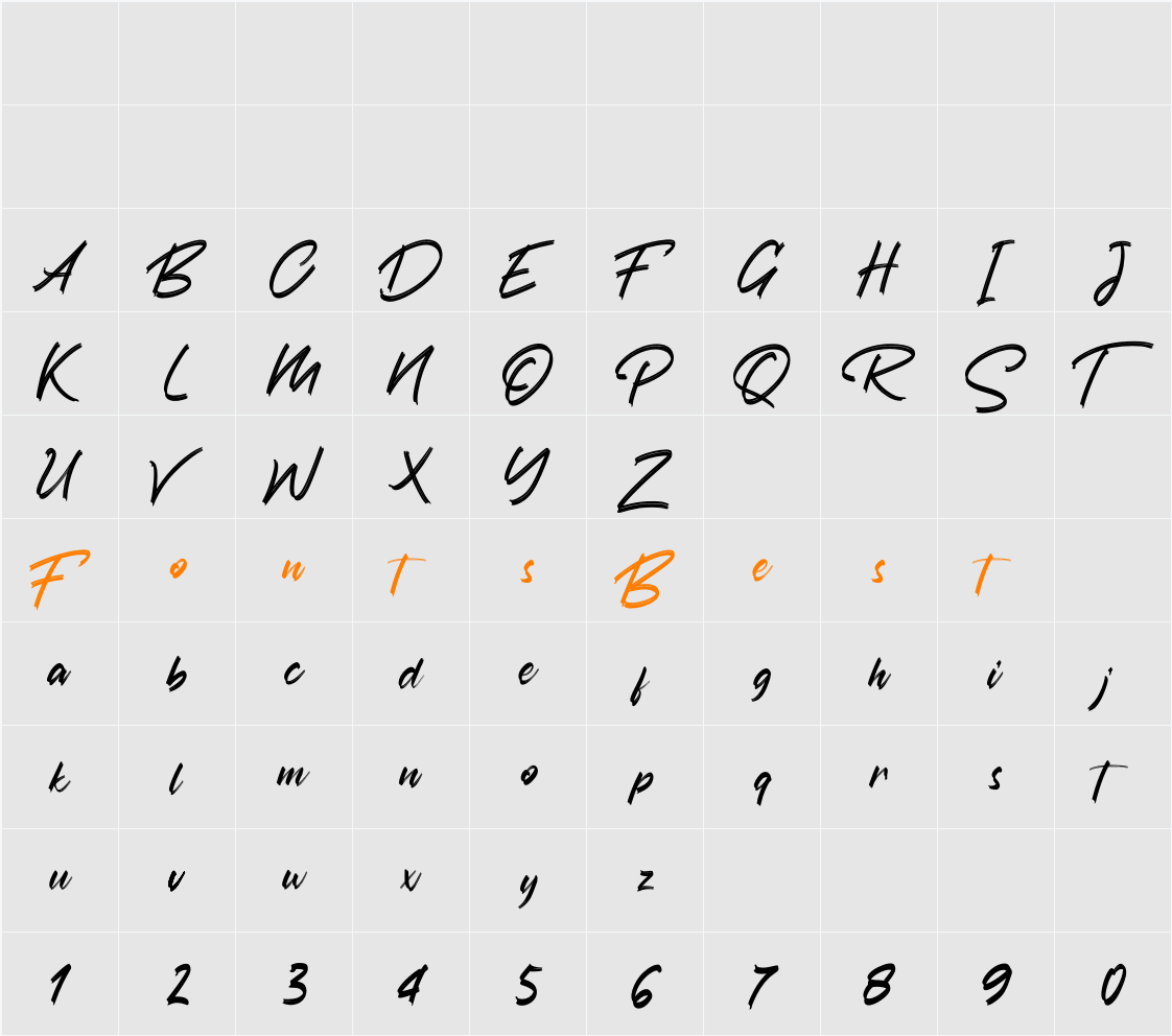 Austhind Character Map