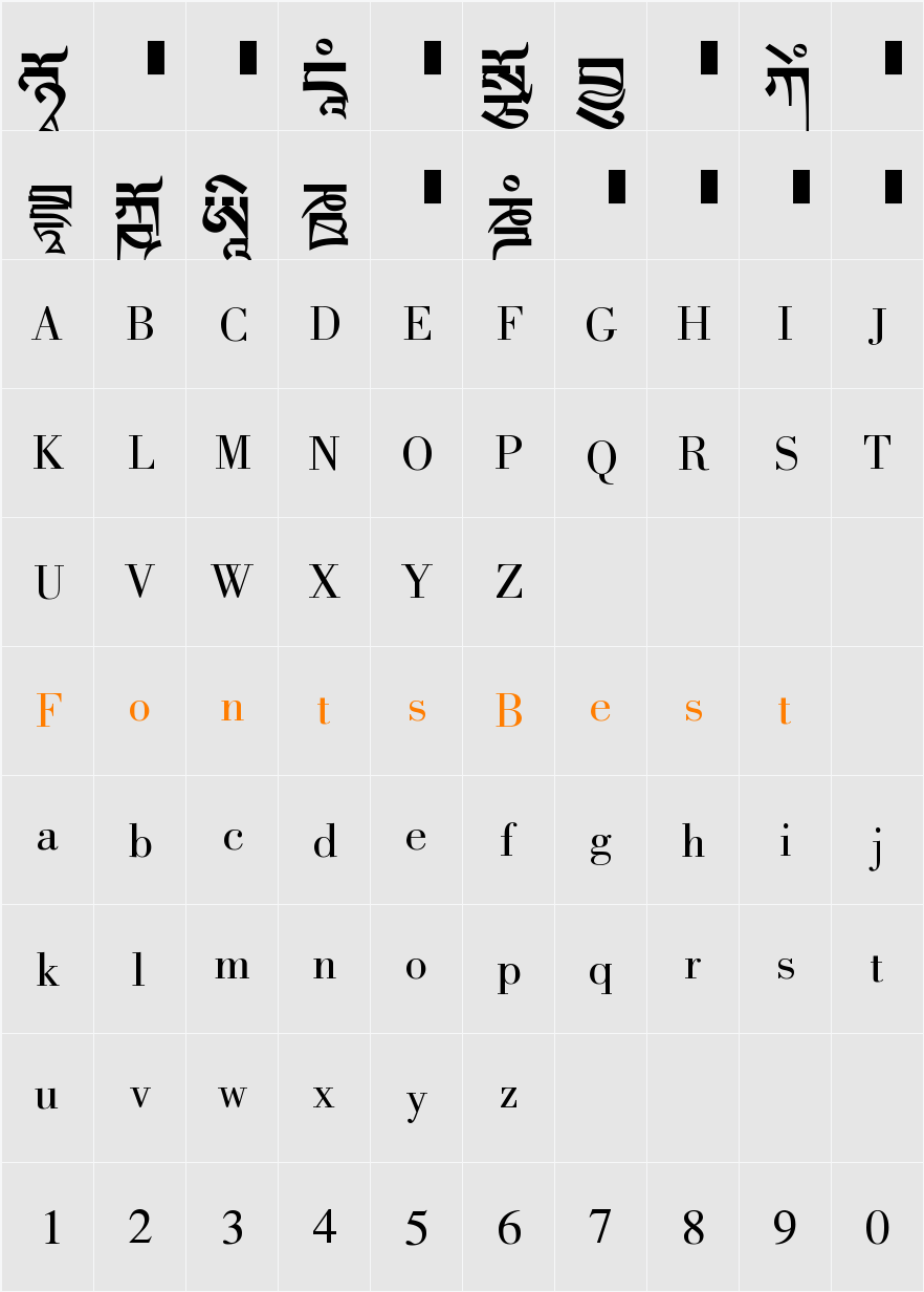 BZDHT Character Map