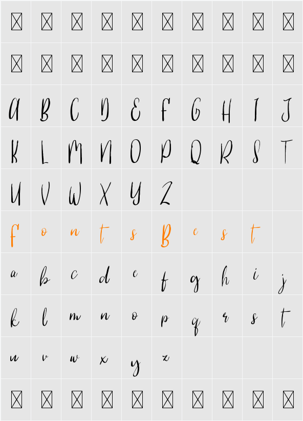 Because Of You Demo Dry Brush Character Map