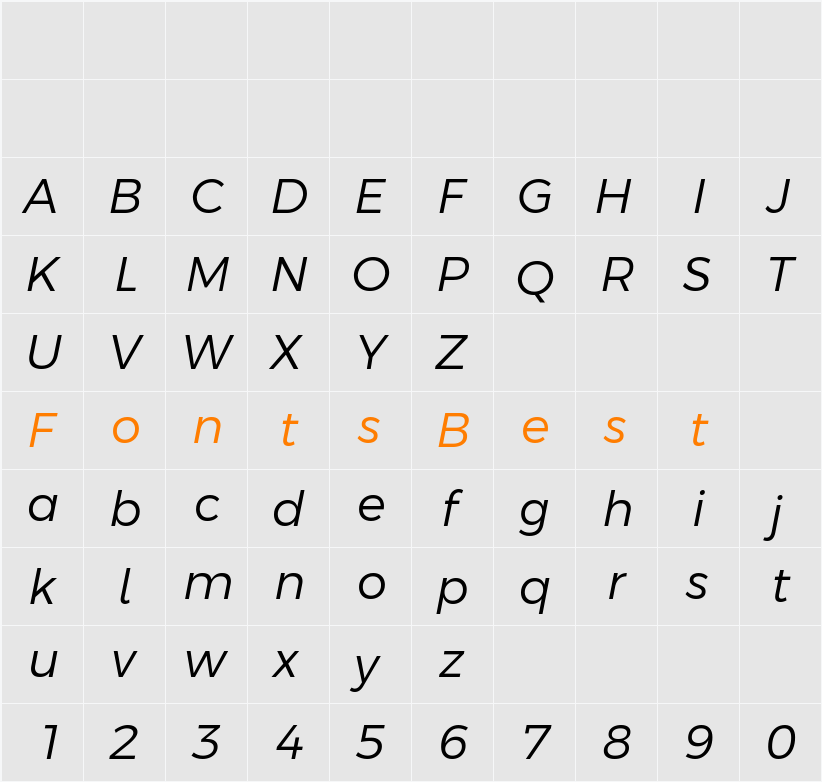 Argentum Sans Light Character Map