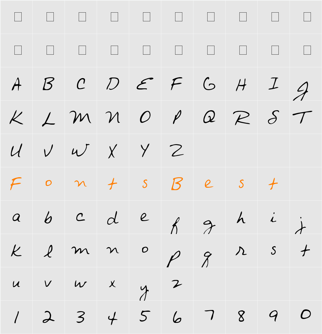 not included. Character Map