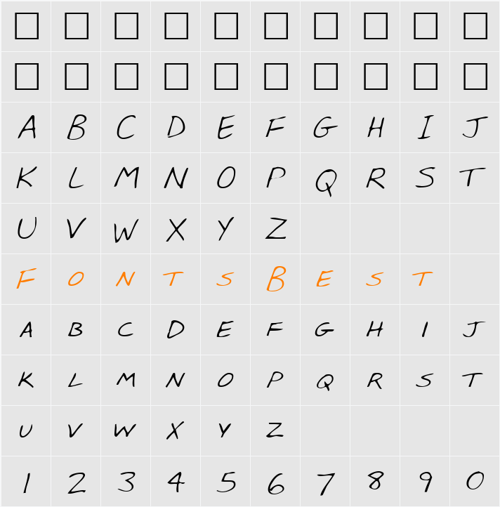 BabcocksHand Character Map