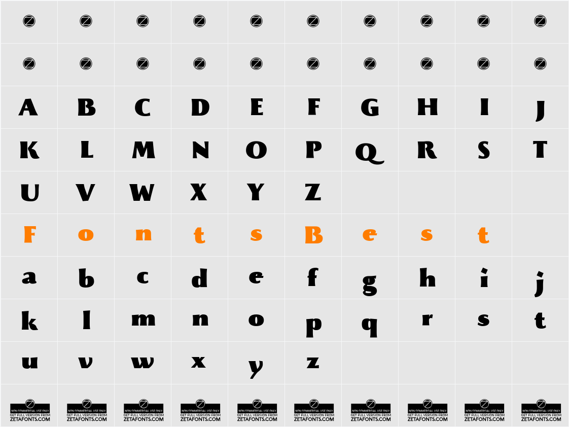 Beatrix Antiqua ExtraBlack Character Map