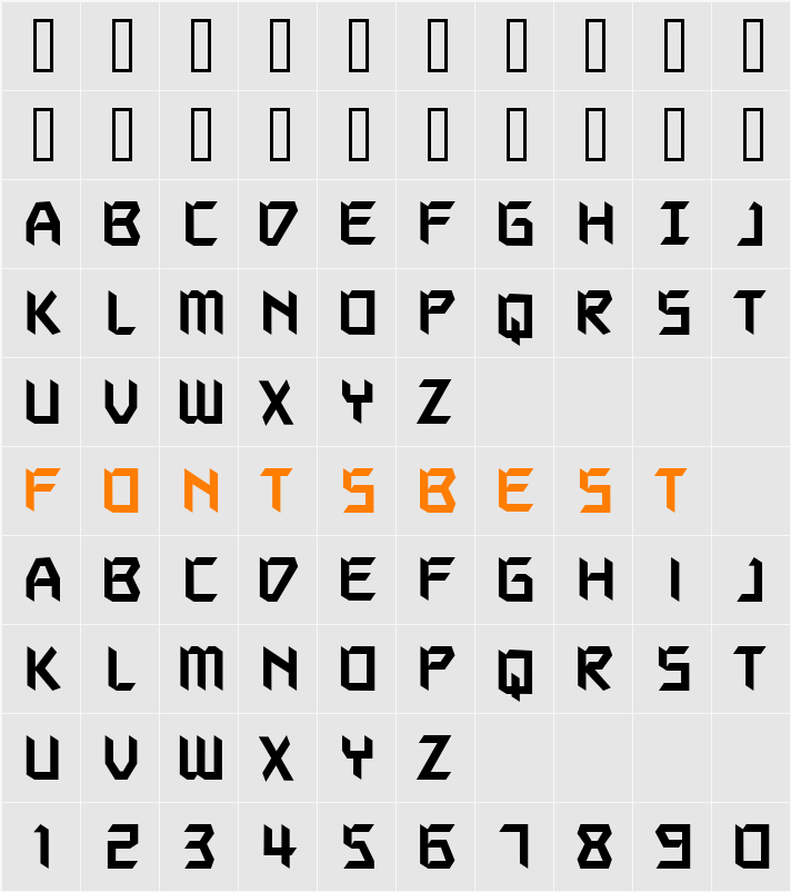 Autodestruct BB Character Map