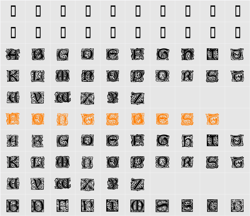 Morris Initialen Character Map