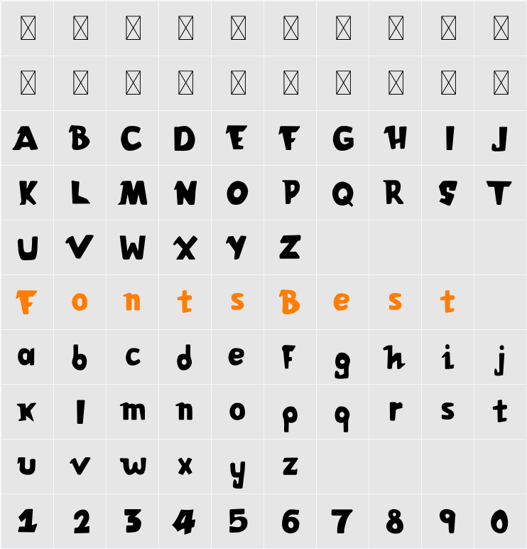 Athena VKF Character Map