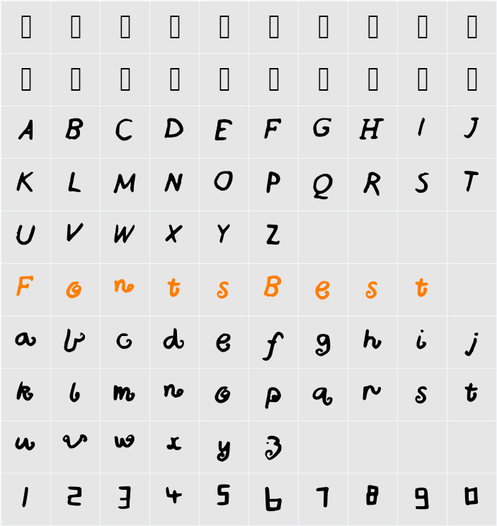 Bigcurls Character Map