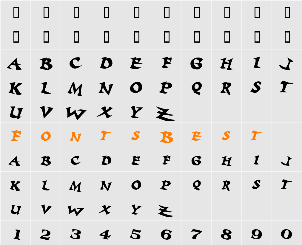 Baratz Character Map