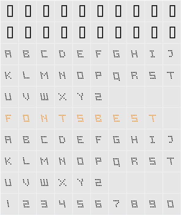 Fixier Dot 2 Oblique Character Map