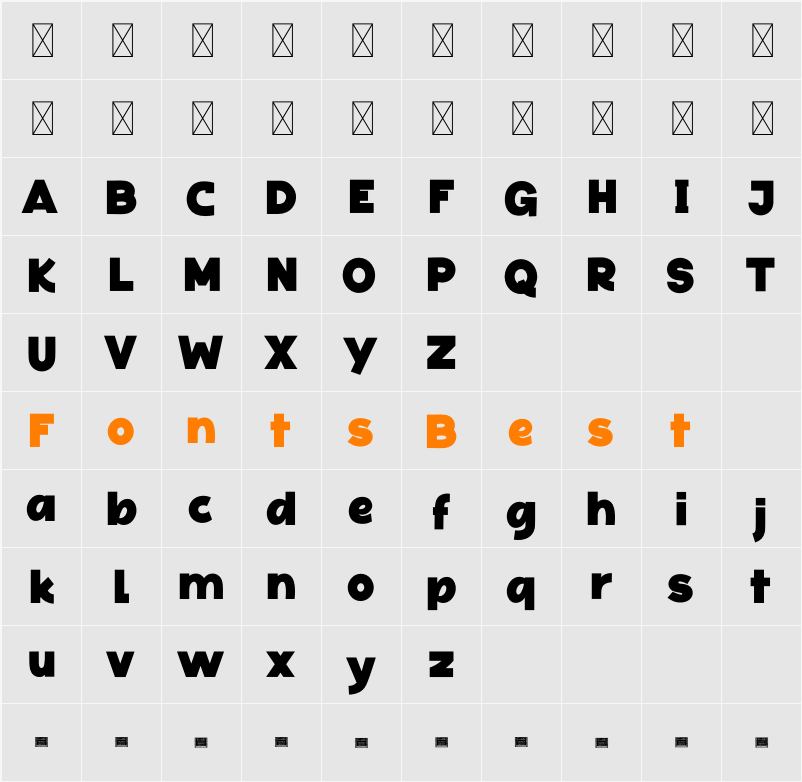 Black Foroth Personal Use Character Map