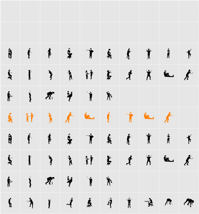 accion dingbat tipografia Character Map