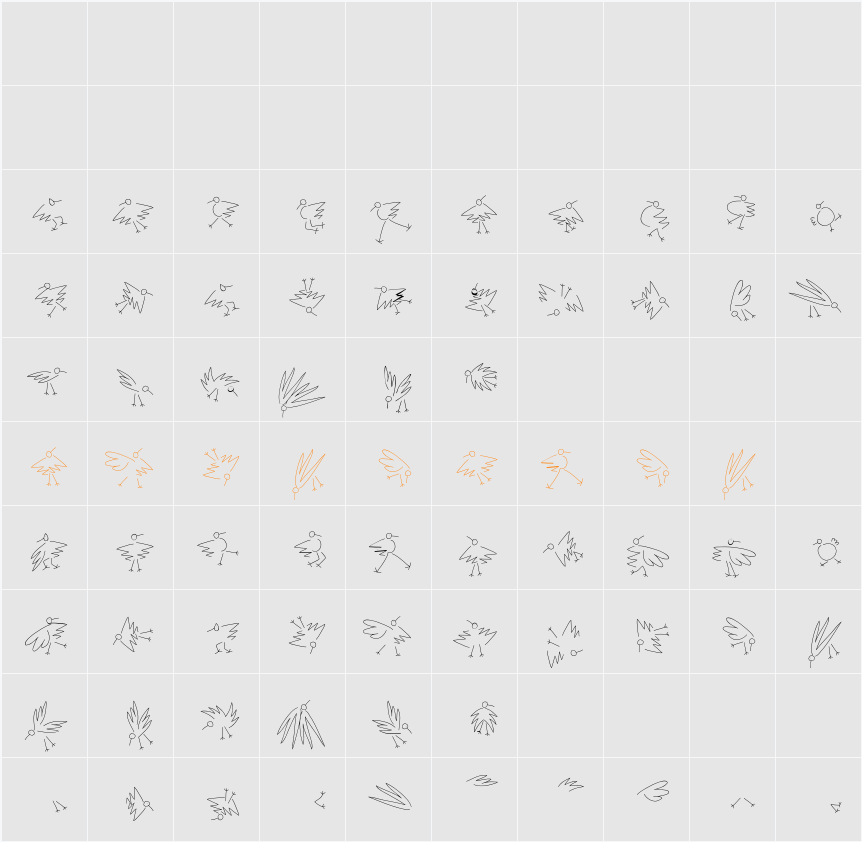 MouseBirds Character Map