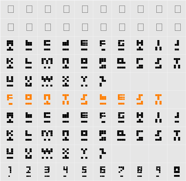 NEW TETRIS Character Map