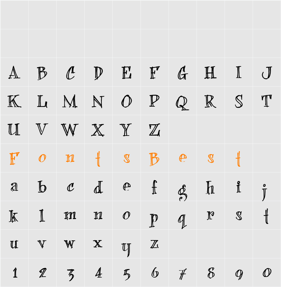bearerFond Character Map
