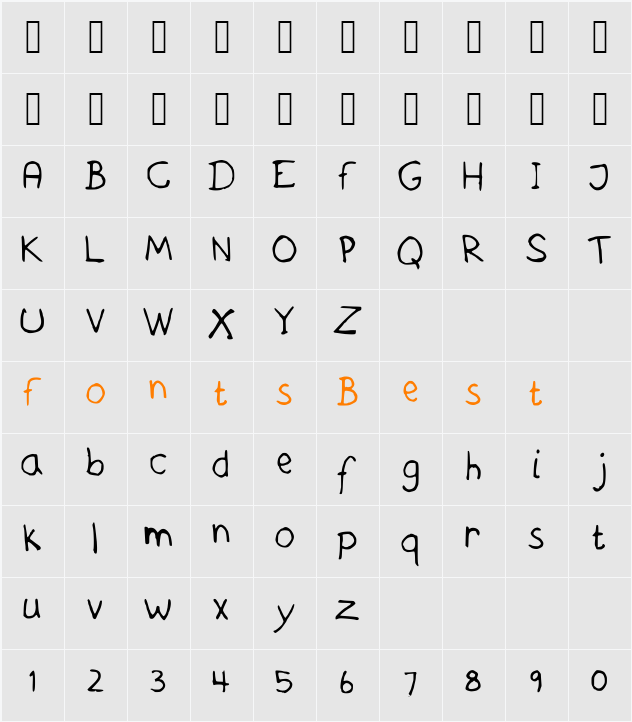 AskesHandwriting Character Map