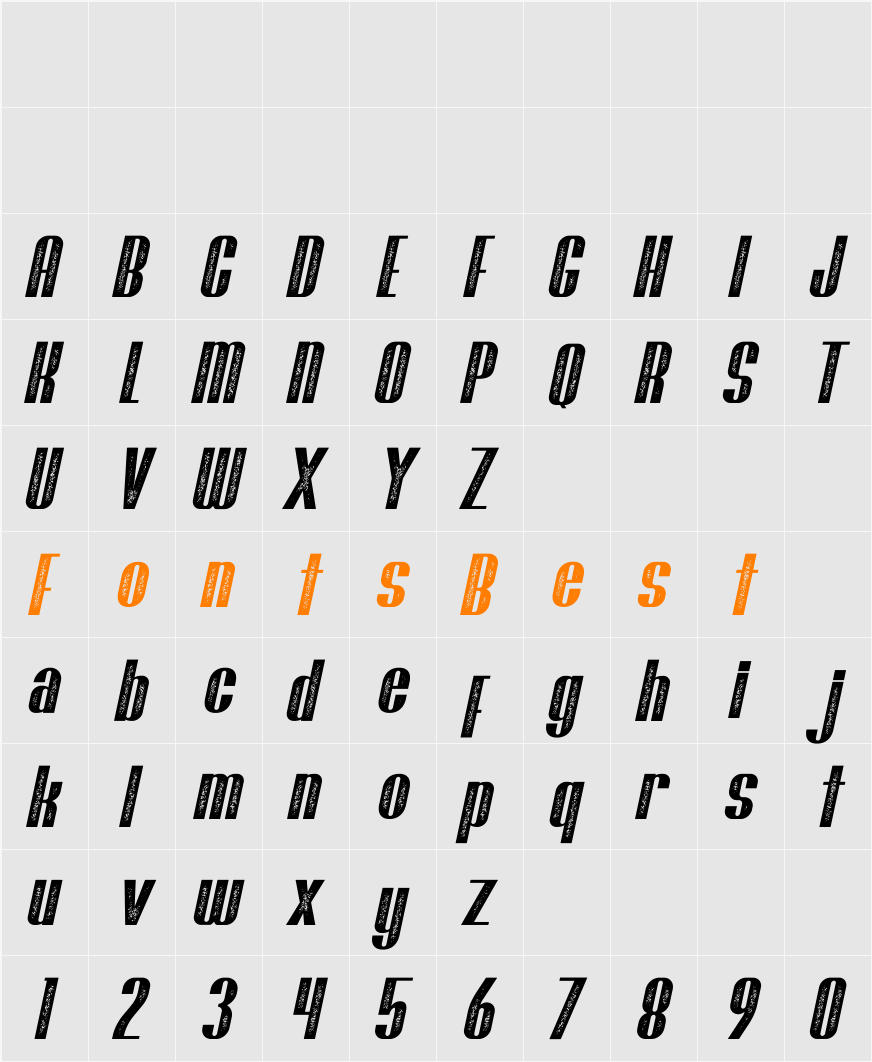 Brasham Stamp Italic Demo Character Map