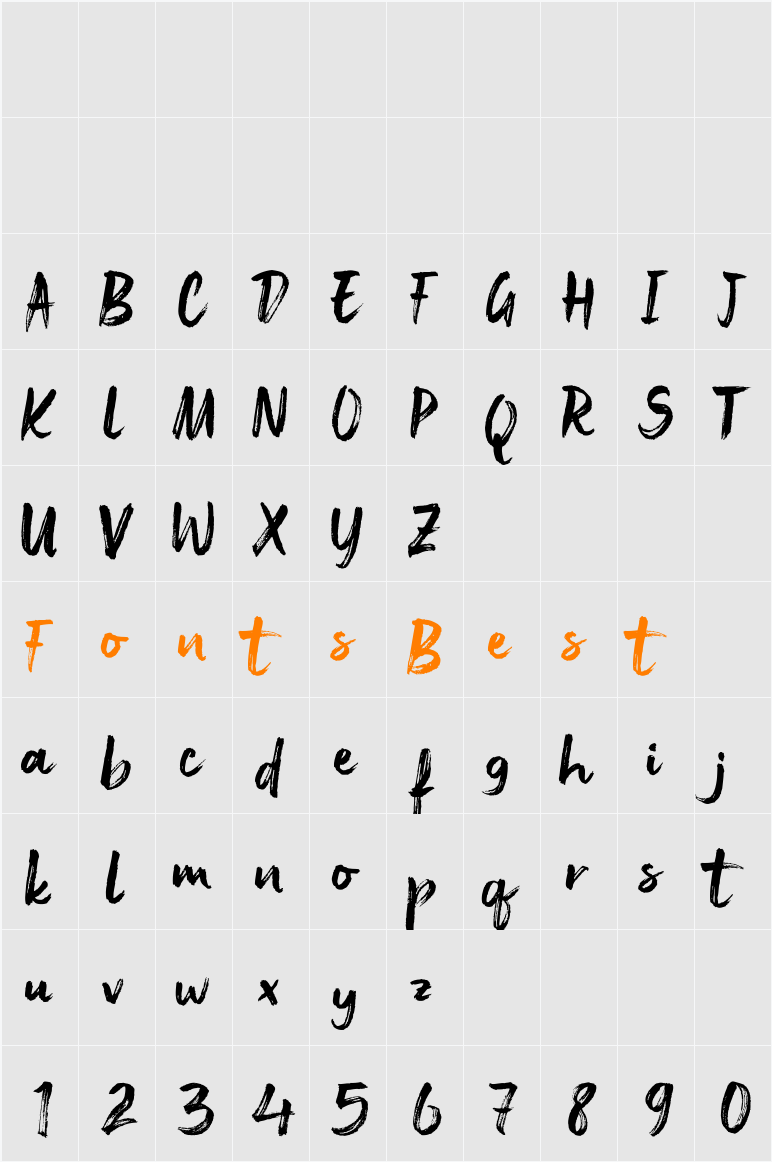 Besttia Brush Character Map