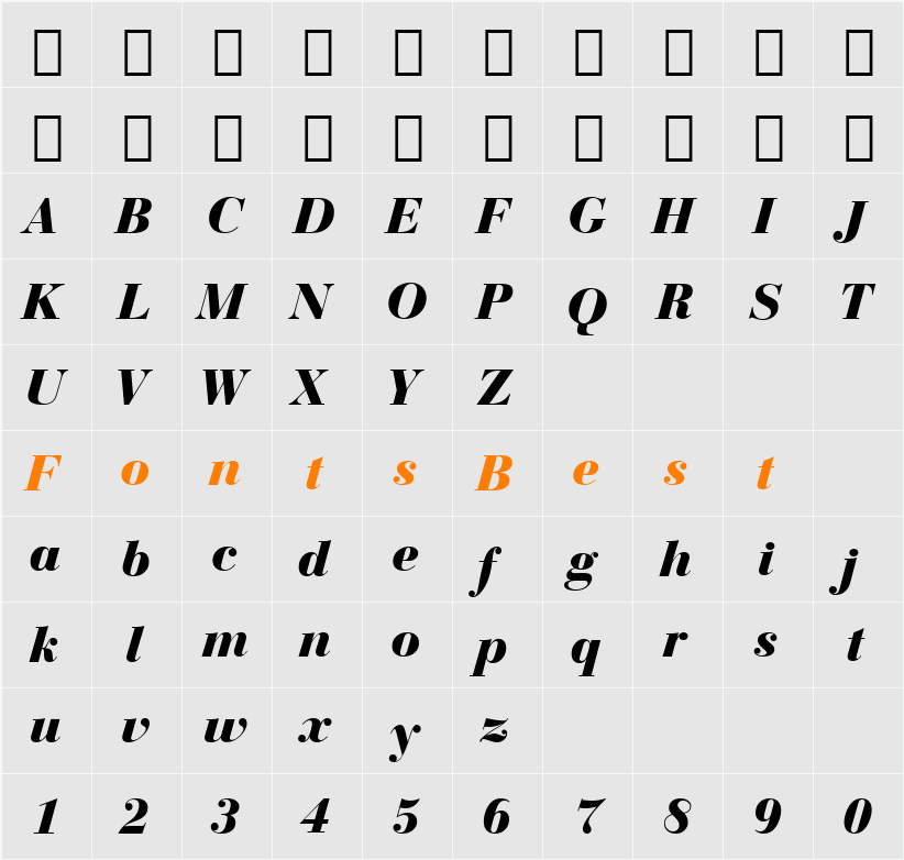 BauerBodni Blk BT Character Map