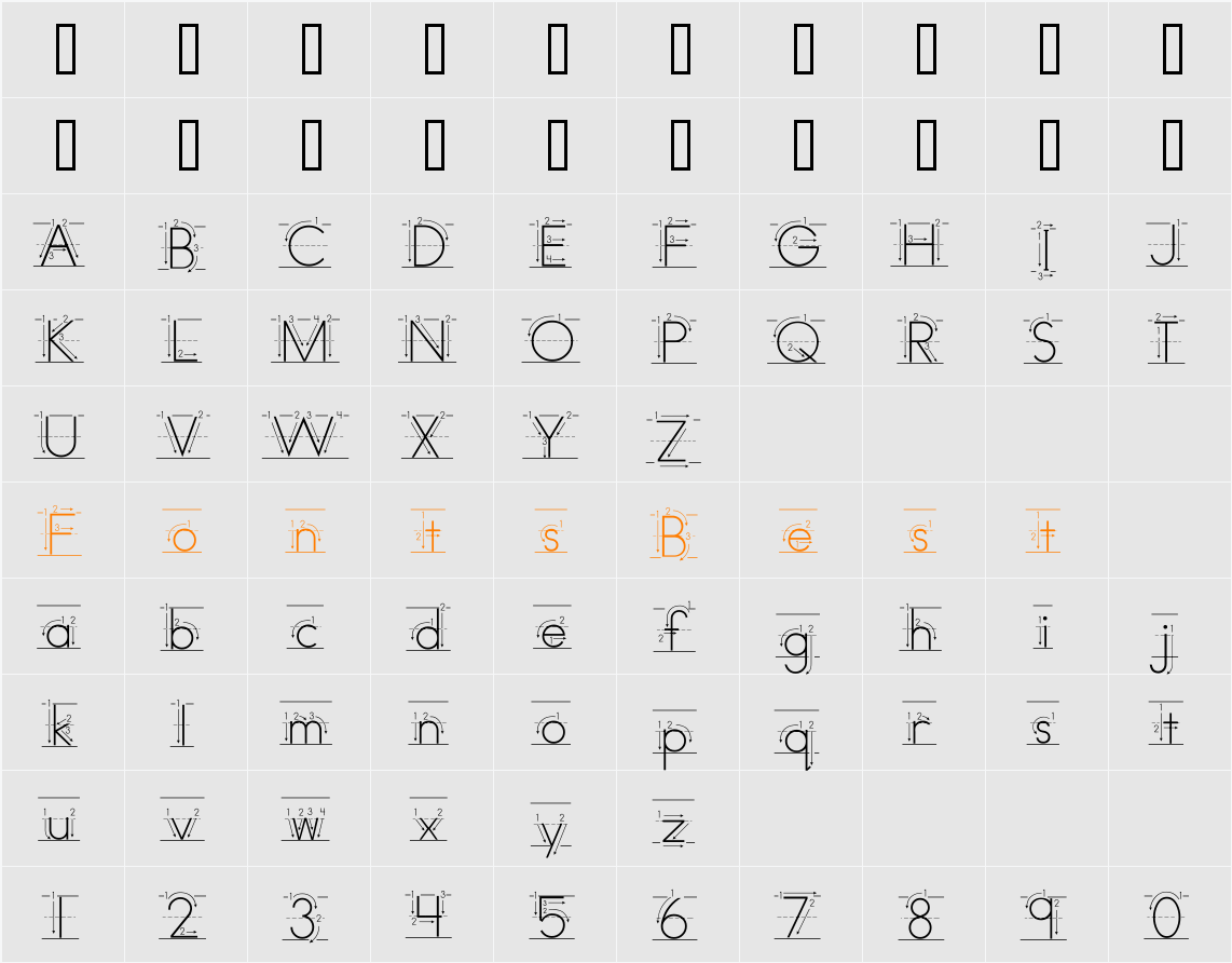 AbcPrintArrow Character Map