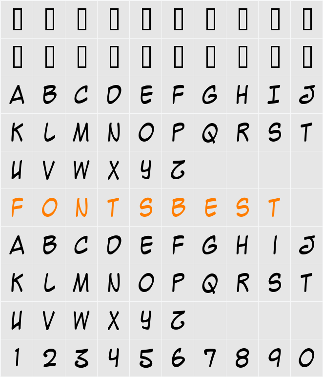 Mighty Zeo Caps 2.0 Character Map