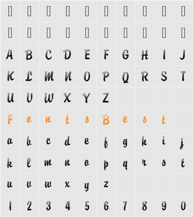DTCBrodyM20 Character Map
